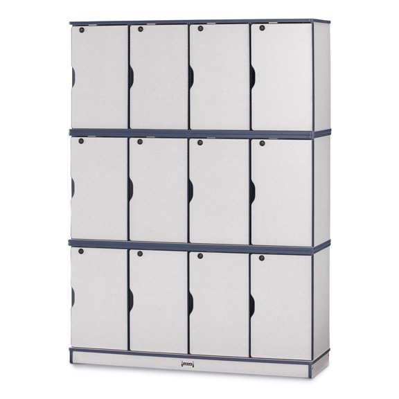 Stacking Lockable Lockers -  Triple Stack - Navy
