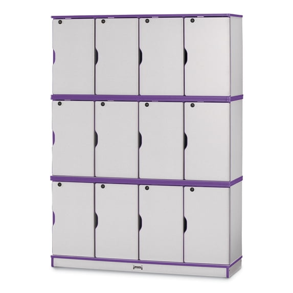 Stacking Lockable Lockers - Triple Stack - Purple