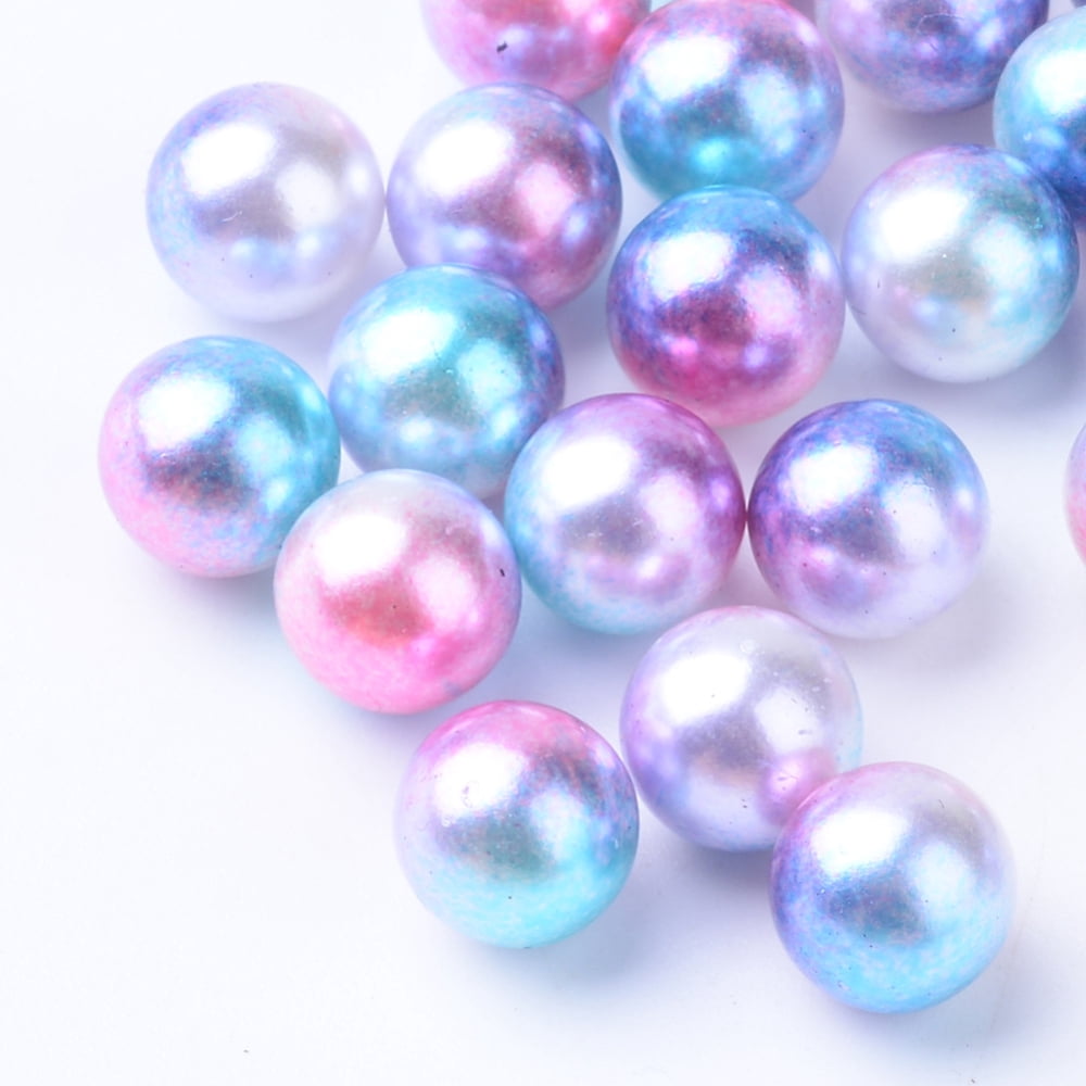 Rainbow Acrylic Imitation Pearl Beads Gradient Pearl Beads No Hole Round Deep Sky Blue 8mm about 2000pcs/500g