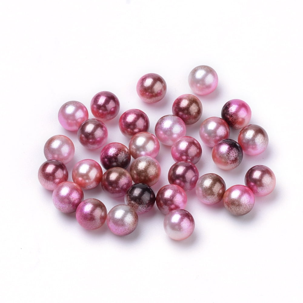 Rainbow Acrylic Imitation Pearl Beads Gradient Pearl Beads No Hole Round Saddle Brown 8mm 2000pcs/500g