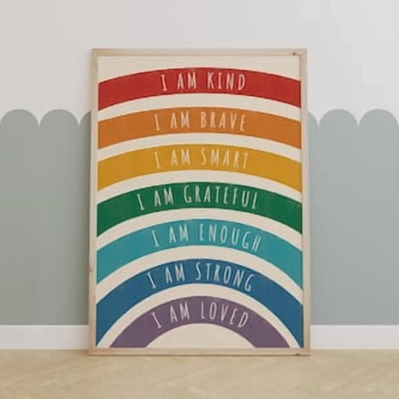 Rainbow Affirmations Kids Poster, Poster Home Decor, Poster Only