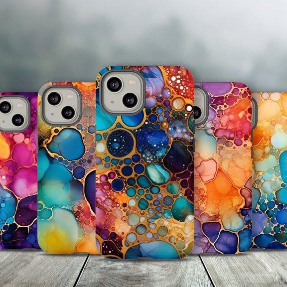 Rainbow Alcohol Ink Colorful Pattern Phone Case with iPhone 17 to 11 Pro Max