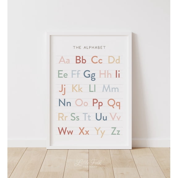 Rainbow Alphabet Handwriting Chart Educational Classroom Back Poster, Versatile Decorative Theme For Bedroom, Office And Home Decor