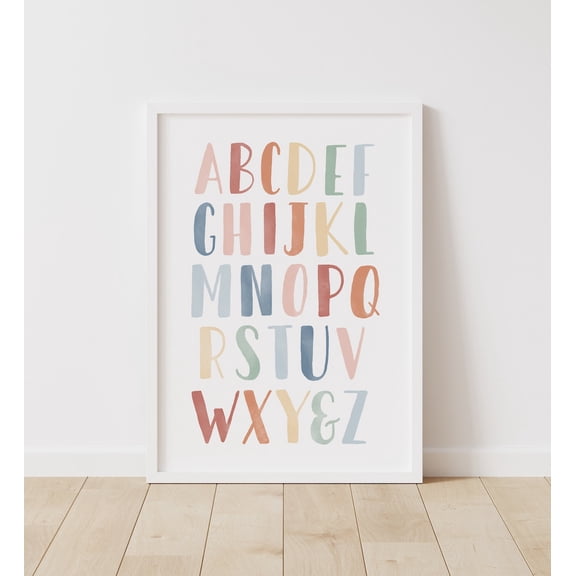 Rainbow Alphabet Poster Abc Educational Wall Art Room Decor Poster, Unframed Size 8x12
