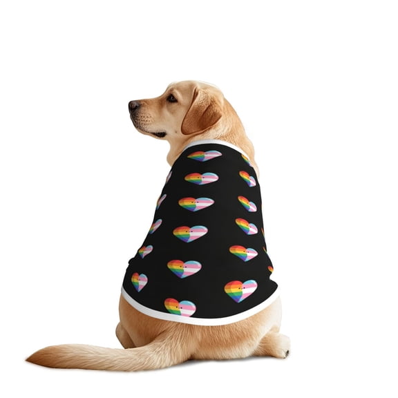 Rainbow And Transgender Flag Heart Dog T Shirts Vest for Dogs Fit - Spring, Summer, Fall Wear for Large Breed 5X-Large