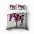 thumbnail image 1 of Rainbow Animals Zebra Bedding Set 3 Pcs Soft Microfiber Quilt Cover For Bedroom Decor, Comforter Cover With 2 Pillowcase, 1 of 5