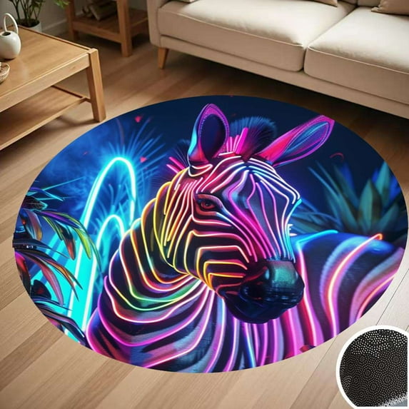 Rainbow Animals Zebra Round Carpet Living Room Bedroom Home Decoration Coffee Table Mat Lounge Rug Chair Mats