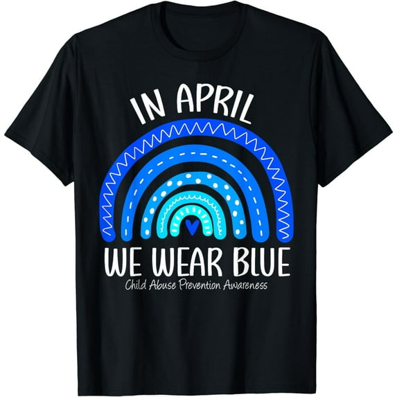 Rainbow April We Wear Blue Child Abuse Prevention Awareness T-Shirt