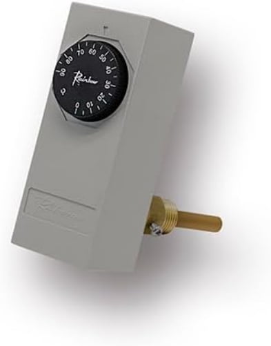 Rainbow Aquastat Temperature Controller, 32-194°F, SPDT Contact, for Water Heater/Boiler/Fan/Pump Control with Thermowell Included, Used for Heating or Cooling