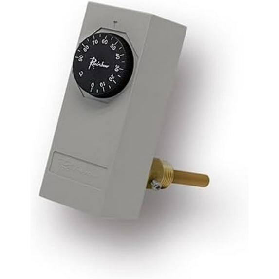 Rainbow Aquastat Temperature Controller, 32-194°F, SPDT Contact, for Water Heater/Boiler/Fan/Pump Control with Thermowell Included, Used for Heating or Cooling