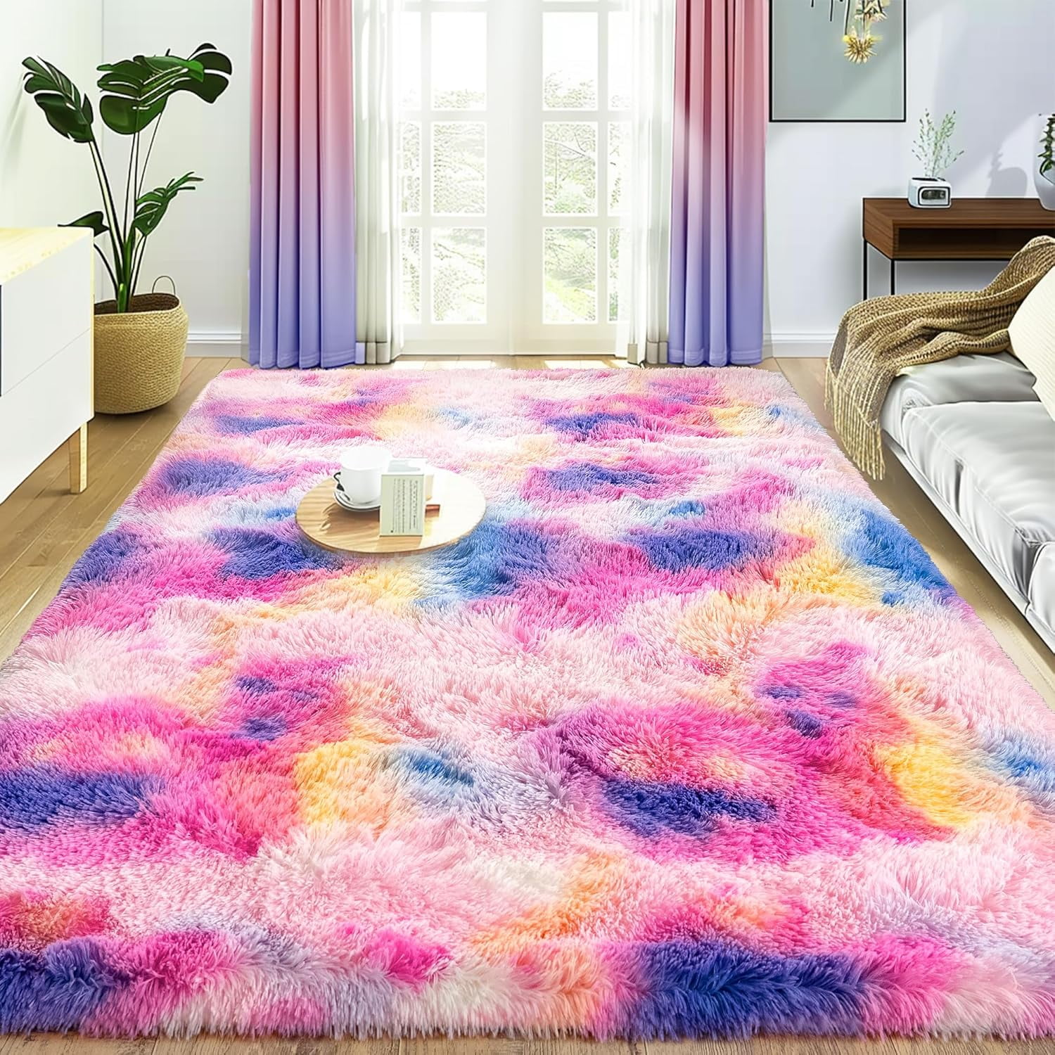 Rugs For Bedrooms AROGAN Fluffy Rainbow Rug For Bedroom, Kids Room Decor,  Pink Rugs For Bedroom Girls, Cute Colorful Carpet For Kids Teens Nursery  Toddler, 3 X 5 Feet Bed Rails For Toddlers, image size:1500x1500