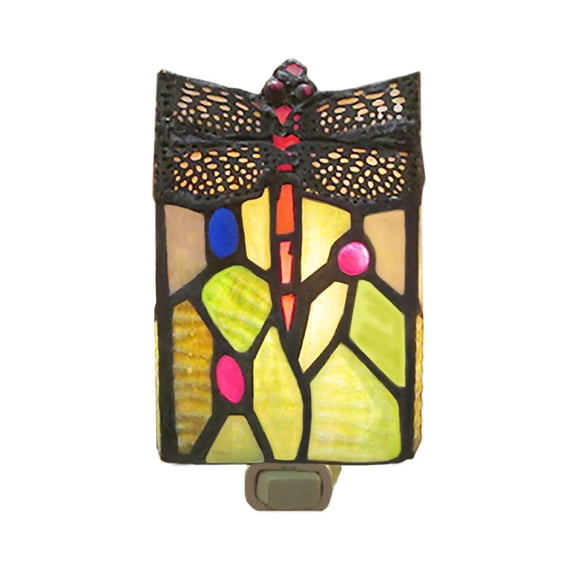 Rainbow Art Glass Dragonfly Stained Glass Night Light