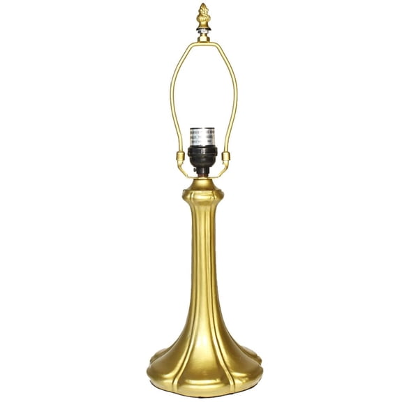 Rainbow Art Glass Nouveau Petal Metal Lamp Base, Bright Gold Finish, Nicely Weighted, 17.25" Tall