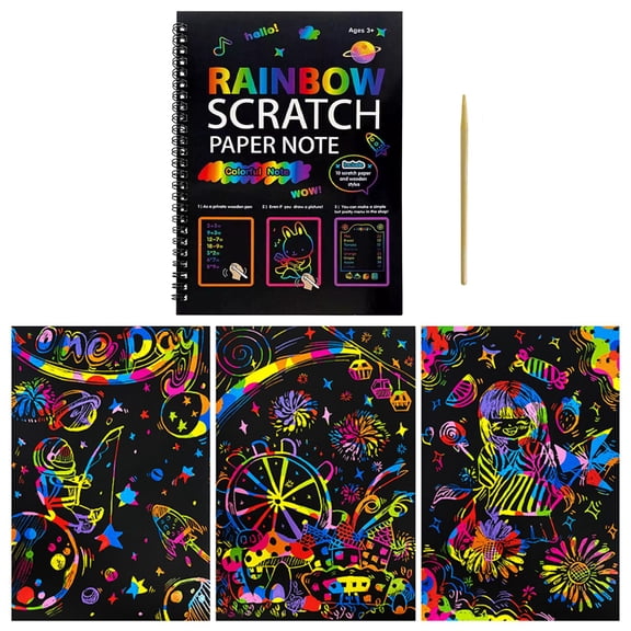 Rainbow Art Scratch Paper Note,Scratch off Coloring Book,Crafts Notebook Scratch Art Paper Rainbow Art, Scratch Art Sketch Pad for Party Favor Game Gift Art and Craft