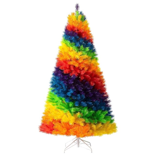 Rainbow Artificial Christmas Tree 8 Ft Unlit Full Profile with 1507
