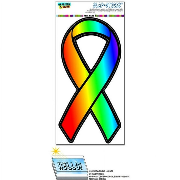Rainbow Awareness Ribbon Gay Lesbian LGBT Pride Automotive Car Window Locker Bumper Sticker