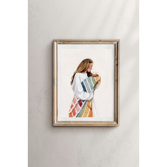 Rainbow Baby Art Print: Embroidered Dress, Nursery Wall Decor, Unframed Canvas Size 12x18