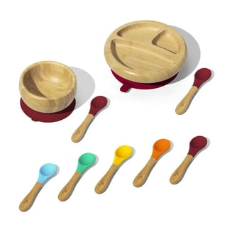 BABY K Self Feeding Bamboo Baby Spoons (Red,Blue & Green) - Baby Led  Weaning Spoon for