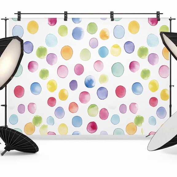 Rainbow Backdrop for Photoshoot,Photography Photo Studio Background Wall Backdrop,Colorful Boho Tainted Pattern Polka Dot Modern Back Drop Banner Panel for Portraits Wedding Live Streaming 10x8Ft