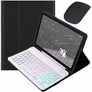 Rainbow Backlit Detachable Keyboard Case with Mouse, Black+White for Galaxy Tab S11 11 Inch