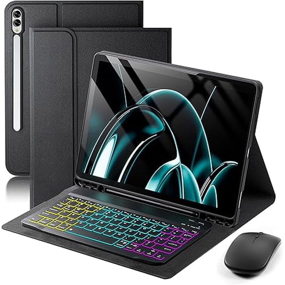 Rainbow Backlit Keyboard Case Black for Tab S8-S11 Ultra 14.6"