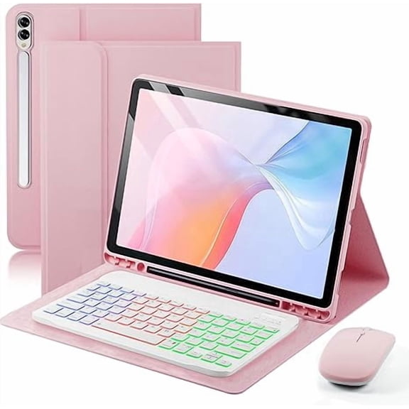 Rainbow Backlit Keyboard Case Pink for Tab S8-S11 Ultra 14.6"