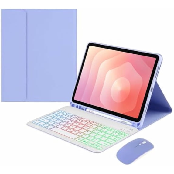 Rainbow Backlit Keyboard Case for Tab S11 11", Detachable Bluetooth, Pencil Slot & Stand,purple