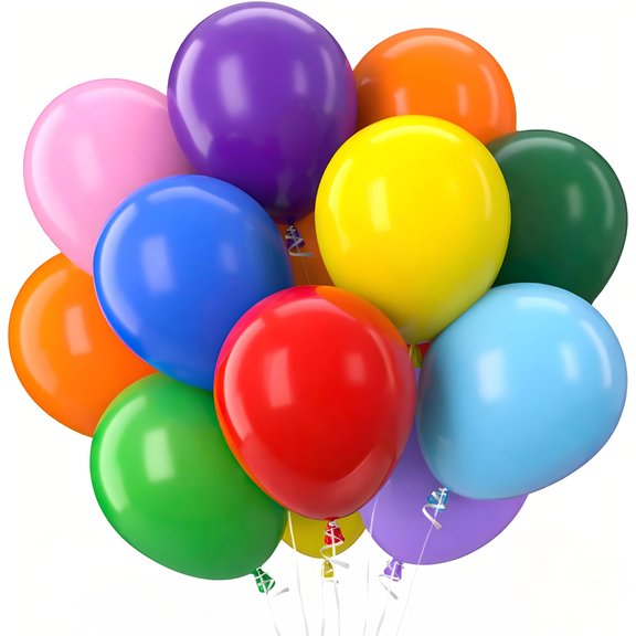Rainbow Balloons 100 Pcs 10 Inch Assorted Bright Rainbow Party Balloons for Birthday Parties, Baby Showers & Weddings