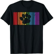 Rainbow Barcode Pride T-Shirt with LGBTQ+ Bear Paw Icon