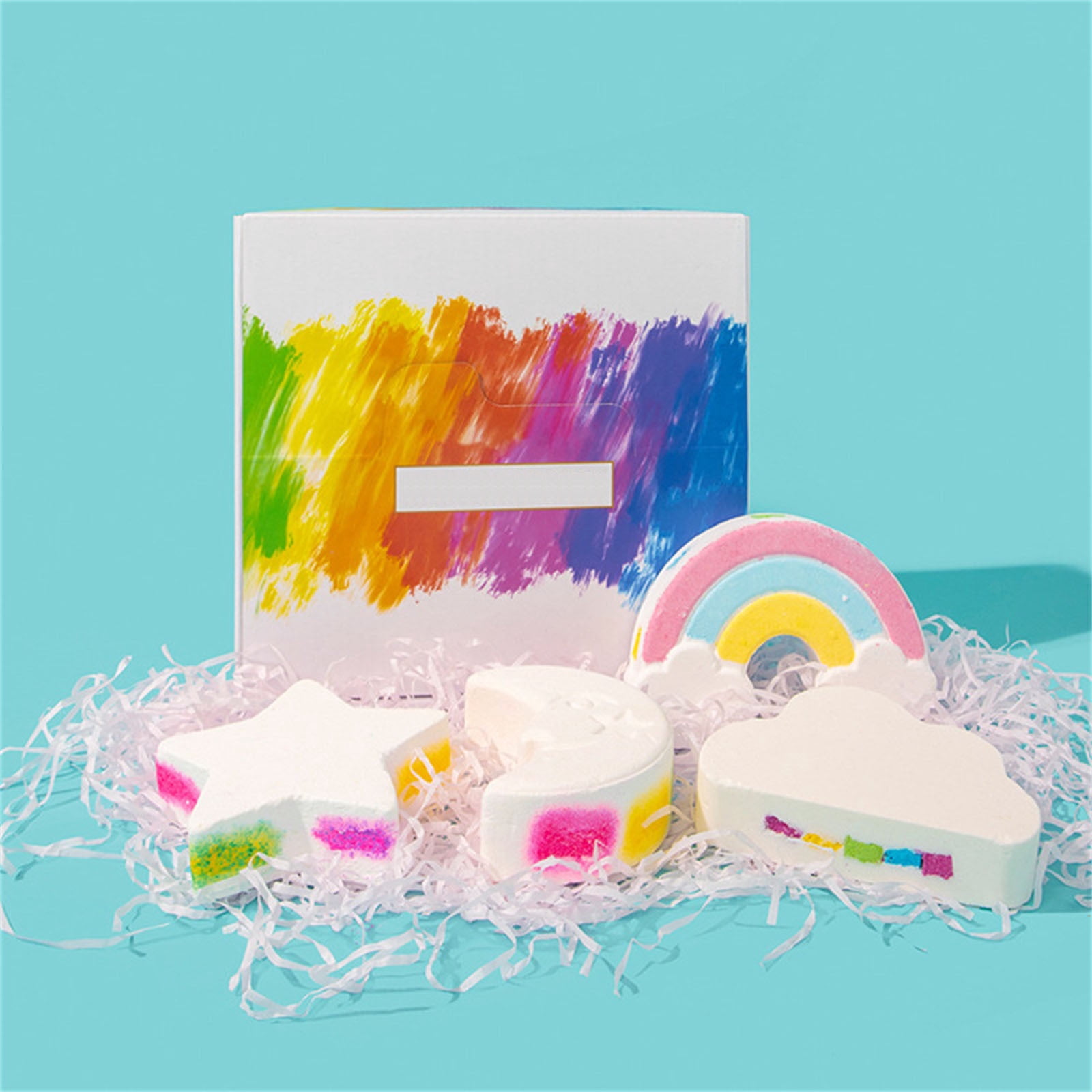 Rainbow Bath Bomb with Surprise Colors Inside, Organic Bath Bombs for Women, Stocking Stuffers for Christmas Gifts for Girls Boys