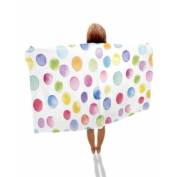 Rainbow Beach Towels Oversized Super Absorbent, Colorful Boho Tainted Pattern Polka Dot Modern Lightweight Bath Towel Quick Dry Sets For Bathroom/Pool/Rv Camping/Beach Play/Gym Room/Picnic 23"x47"