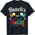 Rainbow 'Beach's and Boozies' TShirt with Margarita & Cocktail Design