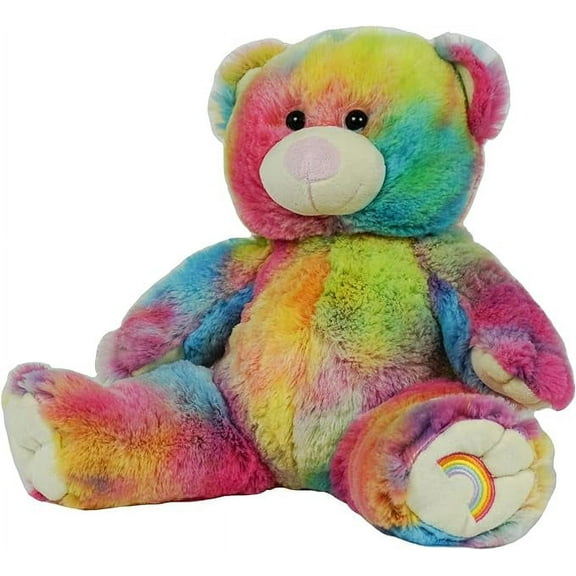 Rainbow Bear Plush Toy in White Angel Outfit with Wings - Soft and Cuddly Stuffed Animal for Kids, Perfect for Playtime and Gifts!