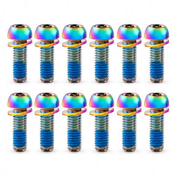 Rainbow Bicycle Disc Brake Caliper Bolts, M6 x 17mm, 12 Pack with Washers