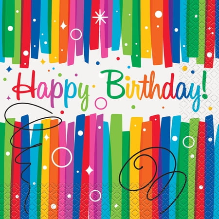 Rainbow Birthday Party Lunch Napkins, 16ct