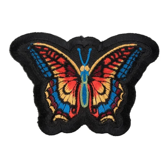 Rainbow & Black Butterfly Patch, Ladies Biker Patches