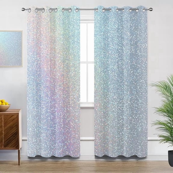 Rainbow Blackout Curtains for Bedroom Living Room, Rainbow Glitter Patterned Window Treatments, Room Darkening Thermal Insulated Grommet Drapes 26"W x 45"L (Pack of 2)