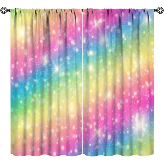 Rainbow Blackout Curtains Boho Colorful Gradient Dreamy Rainbow Art Print for Kids Girls Bedroom Living Room Kitchen Rod Pocket Decoration Window Drapes 2 Panels W42xL84in