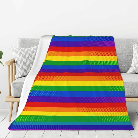 Rainbow Blanket Colorful Preppy Aesthetic Pride Theme Accent for Couch, Creative Sofa Lounge Art 50x40