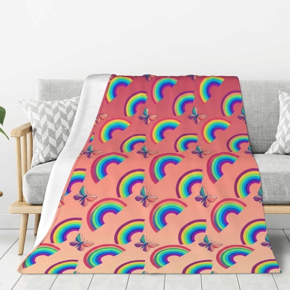 Rainbow Blanket Elegant Art Deco Butterfly Geometric Artwork, Cozy Living Room Chair Decoration 50x40