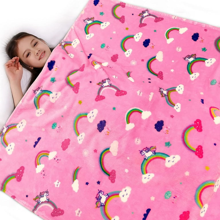 Pink rainbow blanket top