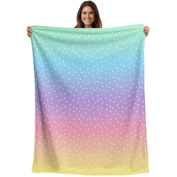 Rainbow Blanket Soft Cozy Warm Throw Blanket for Couch, Plush Fuzzy Flannel Blankets for Sofa, Colorful Gradient Abstract Polka Dots Boho Pastel Bed Blankets Lightweight Gifts for Women, 50"x60"