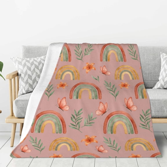 Rainbow Blanket Unique Mid Century Sunshine Art Print Blanket, Cozy Living Room Sofa Decoration 50x40