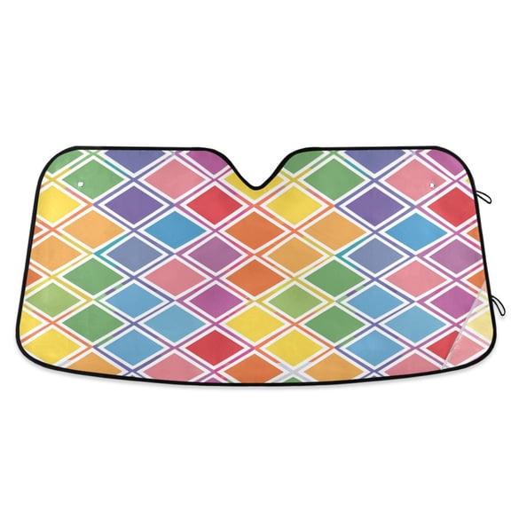 Rainbow Block Car Windshield Sun Shade Foldable Car Front Window Visor Heat and UV Protection 57x31.5