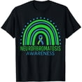 thumbnail image 1 of Rainbow Blue And Green Neurofibromatosis Awareness Ribbon T-Shirt, 1 of 4