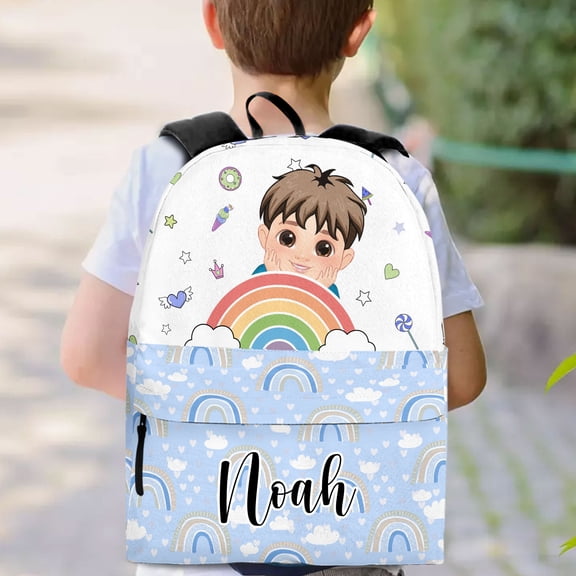 Rainbow Blue Kids - Personalized Kid Boy Full Printed Hoodie Sweatshirt T-Shirt Pullover For Men And Women Graphic Tee Plus Size To 5Xl. Back To School Gifts