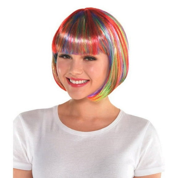Various Rainbow Bob Wig Costume for Halloween, 1ct