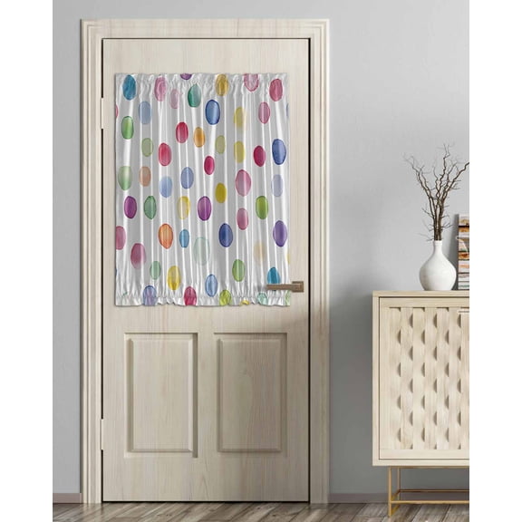 Rainbow Boho Blackout Curtains, French Door Curtains for Door Window, Colored Minimalist Geometric Polka Dots Privacy Drapery for Patio/Sidelight Doors, 1 Panel with Tieback, 54 x 40 Inches