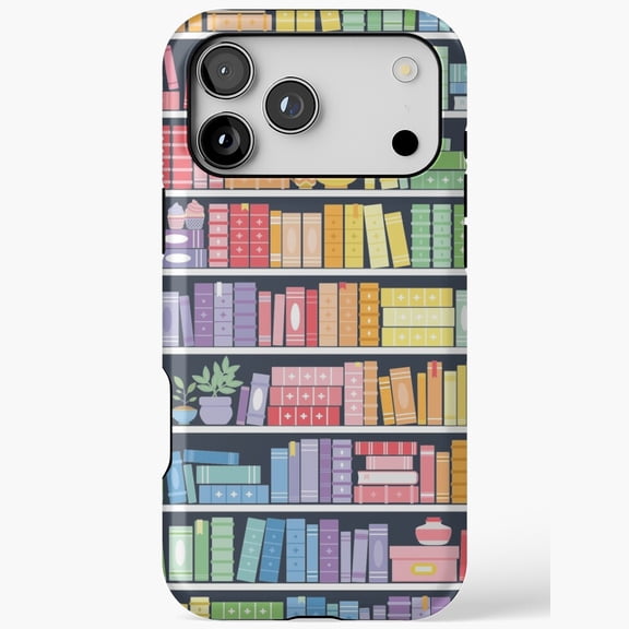 Rainbow Books Shelf Pattern Black Library Bookworm Case for iPhone 11 12 13 14 15 16 17 Pro Max