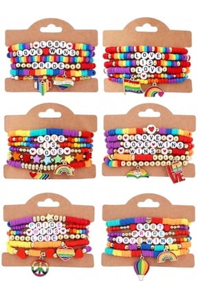 Rainbow Bracelets Rainbow Friendship Bracelets Set - 36 Pcs Stackable